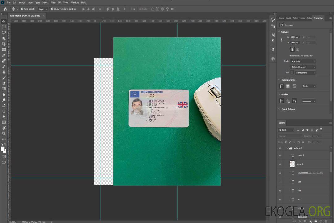 Permis de conduire britannique (entre janvier 2021 et décembre 2021) photolook DEVANT template
